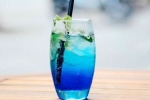 blue curacao syrum, refreshing, blue curacao mocktail recipe, Ice cubes